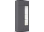 Kleiderschrank RAUCH "Drehtürenschrank Schrank Garderobe Ankleide Schlafzimmer LAGOA", graumetallic, B:91cm H:235cm T:54cm, Holzwerkstoff, Schränke, Kleiderschrank, geräumige Schubladen, 3 Breiten, optional mit Aufsatz MADE IN GERMANY