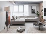 Ecksofa HOME AFFAIRE "Ancona New, wahlweise motorische Sitztiefenverstellung, auch in Cord", grau (hellgrau), B:321cm T:216cm, 100% Polyester, Sofas, Ecksofa, feine Steppung, mit Kopfteilverstellung, 3 Zierkissen, L-Form