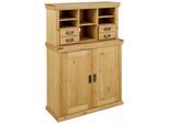 Sekretär OTTO HOME "Konrad", beige (natur), B:89cm H:122cm T:37cm, Sekretäre, Sekretär, Schreibtisch aus Massivholz, mit viel Stauraum, B89 x H122 cm