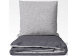Wendebettwäsche SETEX "Feinbiber", grau (dunkelgrau, hellgrau), B/L: 155cm x 220cm, 1 Stk., 1 Stk., Biber, B/L: 80cm x 80cm, 2 Stk., Biber, Obermaterial: 85% Baumwolle, 15% Polyester, Bettwäsche, Wendebettwäsche, mit Wendefunktion