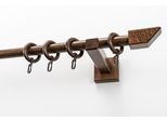 Gardinenstange GARESA "CUBUS", braun (nussbaum), L:320cm Ø:20mm, Holzwerkstoff, Gardinenstangen, Gardinenstange, Vorhanggarnitur, verlängerbar, Endknopf abgeschrägt, mit Ringe