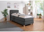 Boxspringbett HOME AFFAIRE "Fargo", grau (anthrazit), B:103cm L:207cm, Struktur fein (100% Polyester);Samtstoff (100% Polyester), Komplettbetten, Boxspringbett, inkl. Topper, in 3 Matratzenarten, in Samt- oder Strukturstoff