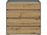 Kommode OTTO HOME "Kosmo", grau (anthrazit, eiche), B:80cm H:80cm T:35cm, Holzwerkstoff, Sideboards, Kommode, 4 Schubladen mit Vollauszug