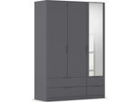 Kleiderschrank RAUCH "Drehtürenschrank Schrank Garderobe Ankleide Schlafzimmer LAGOA", graumetallic, B:136cm H:197cm T:54cm, Holzwerkstoff, Schränke, Kleiderschrank, geräumige Schubladen, 3 Breiten, optional mit Aufsatz MADE IN GERMANY