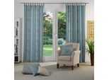 Vorhang WIRTH "Stuben" Gr. 2, blau, B:132cm H:145cm, Jacquard, Baumwolle, Polyester, Gardinen, Vorhang
