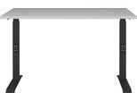 Schreibtisch GERMANIA "Downey", beige (kaschmir, schwarz, schwarz, kaschmir), B:120cm H:91cm T:80cm, Tische, Schreibtisch, höhenverstellbar von 68-91 cm, verfügbar in verschiedenen Breiten
