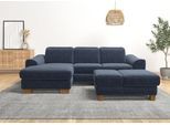 Ecksofa HOME AFFAIRE "Dundee L-Form", blau (graublau), B:264cm H:86cm T:170cm, Flachgewebe (100% Polyester), Sofas, Ecksofa, wahlweise mit Kopfteilverstellung und zusätzlich mit Bettfunktion