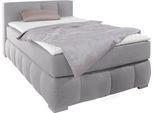 Boxspringbett HOME AFFAIRE "Chelles", grau, B:147cm L:245cm, Samtoptik (100% Polyester);Bezug der Spiegelfläche Matratzendrell aus 100% Polyester;Struktur fein 100% Polyester), Komplettbetten, Boxspringbett, inkl. Topper,, in XXL- Überlänge 220 cm, Unterbox mit feine Wölbung