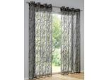 Gardine HEINE HOME Gr. 2, grau, B:140cm H:175cm, Polyester, Viskose, Gardinen, Gardine