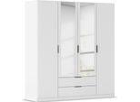 Kleiderschrank RAUCH "Drehtürenschrank Schrank Garderobe Ankleide Schlafzimmer LAGOA", weiß (alpinweiß), B:181cm H:197cm T:54cm, Holzwerkstoff, Schränke, Kleiderschrank, geräumige Schubladen, 3 Breiten, optional mit Aufsatz MADE IN GERMANY