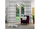 Vorhang WIRTH "Zirbello" Gr. 3, grau (hellgrau), B:132cm H:225cm, Jacquard, Baumwolle, Polyester, Gardinen, Vorhang