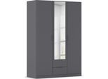 Kleiderschrank RAUCH "Drehtürenschrank Schrank Garderobe Ankleide Schlafzimmer LAGOA", grau (graumetallic), B:136cm H:197cm T:54cm, Holzwerkstoff, Schränke, Kleiderschrank, geräumige Schubladen, 3 Breiten, optional mit Aufsatz MADE IN GERMANY