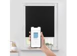 Rollo LICHTBLICK ORIGINAL "Klemmfix, ohne Bohren", schwarz, weiß, weiß, B:100cm H:190cm, Polyester, Rollos, Rollo, Steuerbar mit Bluetooth-App, integrierter Elektromotor und Akku