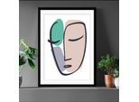 Bild QUEENCE "Jil", blau (farbe rahmen: schwarz, farbe bild(er): türkis), B:50cm H:60cm, Acrylglas, Holz, Papier, Bilder, Bild, Abstrakt, gerahmt, Frau
