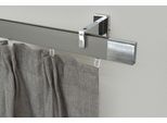 Gardinenstange GARESA "FLAT", silber (vernickelt, chromfarben), L:400cm, Aluminium, Gardinenstangen, Gardinenstange, Rechteckprofil, Wandmontage, perfekter Lauf, modern, verlängerbar
