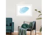 Bild QUEENCE "Insa", blau (farbe rahmen: weiß, farbe bild(er): hellblau), B:50cm H:40cm, Acrylglas, Holz, Papier, Bilder, Bild, Federn, gerahmt