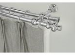 Gardinenstange GARESA "ANDREA", grau (chromfarben), L:470cm Ø:20mm, Metall, Gardinenstangen, Gardinenstange, Vorhanggarnitur, verlängerbar, Endknopf Profil groß, mit Ringen