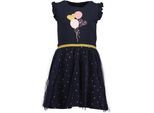 Minikleid BLUE SEVEN, Mädchen, Gr. 128, N-Gr, nachtblau, Jersey, Obermaterial: 95% Baumwolle, 5% Elasthan, bedruckt, kurz, Rundhals, Rüschen, Kleider Minikleid, Baumwollmischung, verschiedene Drucke