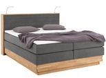 Boxspringbett HOME AFFAIRE "Cavan", grau (steel), B:184cm L:222cm, Microfaser (100% Polyester), Komplettbetten, Boxspringbett, Eiche, inkl. Bettkasten & Topper, verschiedene Härtegrade (auch H4)