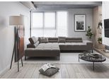 Ecksofa HOME AFFAIRE "Ancona New, wahlweise motorische Sitztiefenverstellung, auch in Cord", grau (stone), B:321cm T:216cm, 100% Polyester, Sofas, Ecksofa, feine Steppung, mit Kopfteilverstellung, 3 Zierkissen, L-Form