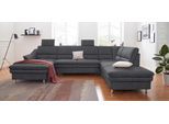 Wohnlandschaft SIT & MORE "Cardoso U-Form", grau (dunkelgrau), B:324cm H:90cm T:90cm, Luxus-Microfaser 1 (100% Polyester);Luxus-Microfaser 2 (100% Polyester);Luxus-Microfaser ALTARA NUBUCK (100% Polyester), Sofas, Wohnlandschaft, mit Federkern und Kopfstützen, mit Bettfunktion und Relaxfunktion
