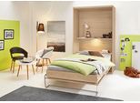 Schrankbett PRIESS "Ancona Schrankklappbett Jugendbett Klappbett Wandbett", braun (edelbuchefarben), H:211cm, Schrankbetten, Schrankbett, mit Lattenrost, Regal und LED-Beleuchtung, in 3 Breiten