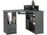 Schreibtisch VOGL MÖBELFABRIK "Sam", grau (graphitgrau), B:115cm H:87cm T:73cm, Tische, Schreibtisch, Eckschreibtisch, Tastaturauszug, Monitoraufsatz & opt. Towerfach