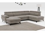 Wohnlandschaft COTTA "Hudson U-Form, B: 324 cm", grau (elephant), B:324cm H:100cm T:207cm, Sofas, Wohnlandschaft, mit Kopfteilverstellung, optional Bettfunktion & Bettkasten