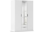 Kleiderschrank RAUCH "Drehtürenschrank Schrank Garderobe Ankleide Schlafzimmer LAGOA", weiß (alpinweiß), B:136cm H:197cm T:54cm, Holzwerkstoff, Schränke, Kleiderschrank, geräumige Schubladen, 3 Breiten, optional mit Aufsatz MADE IN GERMANY