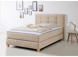 Boxspringbett HOME AFFAIRE "Moulay", beige, B:134cm L:211cm, Komplettbetten, Boxspringbett, inkl. Topper, in 3 Härtegraden, TFK auch in Härtegrad 4
