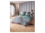 Bettwäsche WÄSCHEPUR Gr. 5, blau (jeansblau, topas, bedruckt), B/L: 135cm x 200cm, Renforcé, B/L: 40cm x 80cm, 2 Stk., Renforcé, 100% Baumwolle, Bettwäsche, Bettwäsche