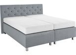 Boxspringbett, grau (hellgrau), B:214cm L:210cm, Bezug Unterbox und Kopfteil: Strukturstoff (77% Polyester und 23% Viskose);Bezug Obermatratze 100% Polyester, WESTFALIA SCHLAFKOMFORT, Komplettbetten, Boxspringbett, in diversen Ausführungen