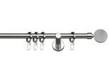 Gardinenstange INDEKO "Rondo" Gr. 1, silber (edelstahlfarben, silberfarben), L:120cm Ø:16mm, Stahl, Gardinenstangen, Gardinenstange, Komplett-Set inkl. Ringen und Montagematerial
