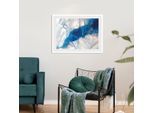 Bild QUEENCE "Martha", blau (farbe rahmen: weiß, farbe bild(er): blau), B:60cm H:50cm, Acrylglas, Holz, Papier, Bilder, Bild, gerahmt, Marmor, Abstrakt