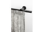 Gardinenstange GARESA "PEMPIA", braun (mattchromfarben, nussbaum), L:240cm Ø:20mm, Holzwerkstoff, Metall, Gardinenstangen, Gardinenstange, Vorhanggarnitur, verlängerbar, Knopf m.Ausschnitte