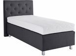 Boxspringbett, grau (anthrazit), B:104cm L:210cm, Bezug Unterbox und Kopfteil: Strukturstoff (77% Polyester und 23% Viskose);Bezug Obermatratze 100% Polyester, WESTFALIA SCHLAFKOMFORT, Komplettbetten, Boxspringbett, in diversen Ausführungen