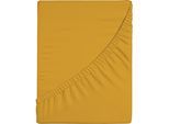 Spannbettlaken BELLANA "bellana premiumstretch", gold, 1 Stk., Jersey-Elasthan, 180-200x200-220 18-35cm, Jersey-Elasthan, Obermaterial: 95% Baumwolle, 5% Elasthan, Bettlaken, Spannbettlaken, super elastisch