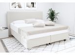Boxspringbett "Sven", weiß (wollweiß), L:210cm, 80% Baumwolle/ 20% Polyester;Polsterwatte: 100% Polyester, WESTFALIA SCHLAFKOMFORT, Komplettbetten, Boxspringbett, inkl. Zierkissen, wahlweise mit und ohne Kaltschaum-Topper