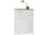Aktenschrank HOME AFFAIRE "Easy H 115 cm, Büroschrank, Mehrzweckschrank mit 2 Türen", weiß hochglanz lack, eiche cadiz dekor, B:81cm H:115cm T:34cm, FSC-zertifizierter Holzwerkstoff, Schränke, Aktenschrank, Metallgriffe, abschließbar, Top 38 mm stark