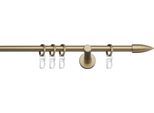 Gardinenstange INDEKO "Menorca" Gr. 2, gold (goldfarben, messingfarben), L:160cm Ø:12mm, Stahl, Gardinenstangen, Gardinenstange, Komplett-Set inkl. Ringen und Montagematerial