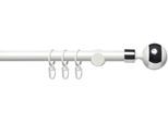 Gardinenstange LIEDECO "Fertigstilgarnitur 20 mm Power Kugel mit Ring" Gr. 4, weiß, L:240cm Ø:20mm, Eisen, Gardinenstangen, Gardinenstange, Gardinenstange Komplett