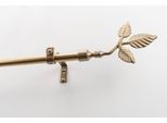 Gardinenstange GARESA "SHEET mit offenem Träger", gold (mattgoldfarben), L:190cm Ø:16mm, Metall, Gardinenstangen, Gardinenstange, Vorhanggarnitur, verlängerbar, Knopf mit Blätter, ohne Ringe