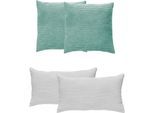 Dekokissen ANDIAMO "Cord Kissen Emy, 4er Set, Kissenhülle mit Füllung", weiß (salbei, weiß, cord unifarben), H:12cm, Polyester, Dekokissen_Sitzkissen_Kissenhüllen, Dekokissen, Sofakissen, eckig, 40x40 & 30x50 cm, auch einzeln erhältlich