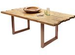 Esstisch SIT, braun (natur, antikbraun, antikbraun, natur), B:240cm H:75,5cm T:100cm, Platte recyceltes Teak, Gestell Metall, Tische, Esstisch, Platte mit Bruchkante aus recyceltem Holz