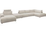 Wohnlandschaft MUSTERRING "Lucia U-Form", grau (hellgrau), B:504cm H:81cm T:204cm, Sofas, Wohnlandschaft, Cord-Bezug, inklusive Kopfstütze, Gesamtbreite 524 cm