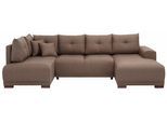 Wohnlandschaft HOME AFFAIRE "Viborg U-Form", braun, B:300cm H:91cm T:162cm, Filzoptik (100% Polyester);Struktur (100% Polyester);Struktur fein ( 100% Polyester), Sofas, Wohnlandschaft, mit Regal in der Armlehne, wahlweise mit Bettfunktion
