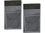 Geschirrtuch WENKO "Modell Miko", schwarz (schwarz, grau), B:40cm L:60cm, Polyamid, Polyester, Geschirrtücher, Geschirrtuch, Mikrofaser, zum Abtrocknen & Polieren, saugstark & schnell trocknend