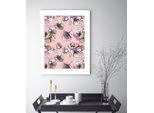 Bild QUEENCE "Mona", rosa (farbe rahmen: weiß, farbe bild(er): rosa), B:30cm H:40cm, Acrylglas, Holz, Papier, Bilder, Bild, gerahmt, Blumen