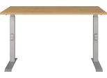 Schreibtisch GERMANIA "Downey", silber (grandson, eiche, nachbildung, silber, silber, grandson, eiche, nachbildung), B:120cm H:91cm T:80cm, Tische, Schreibtisch, höhenverstellbar von 68-91 cm, verfügbar in verschiedenen Breiten