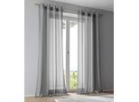 Vorhang KUTTI "Vinola" Gr. 2, grau (grau, silberfarben), B:130cm H:175cm, Wirkware, Polyester, Gardinen, Vorhang, Ösengardine modern Netzstruktur Glanz